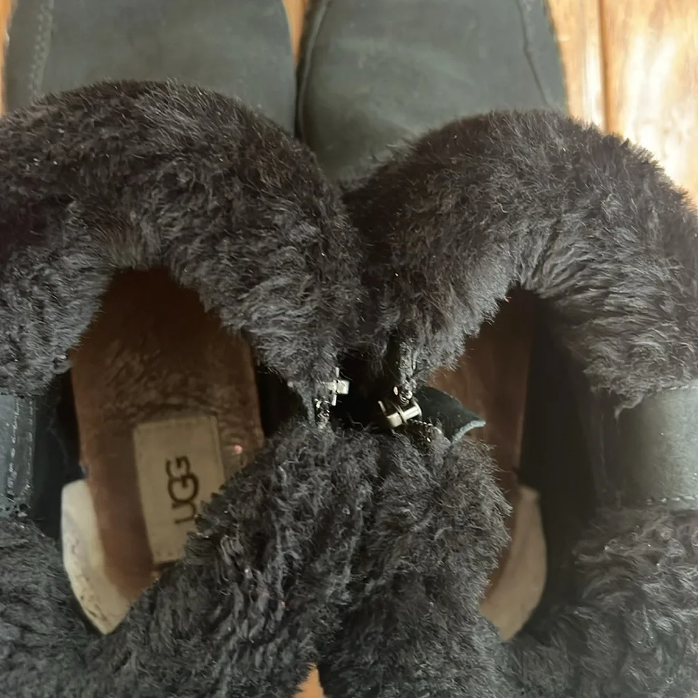 UGG Women's Black Fur-Lined Ankle Boots